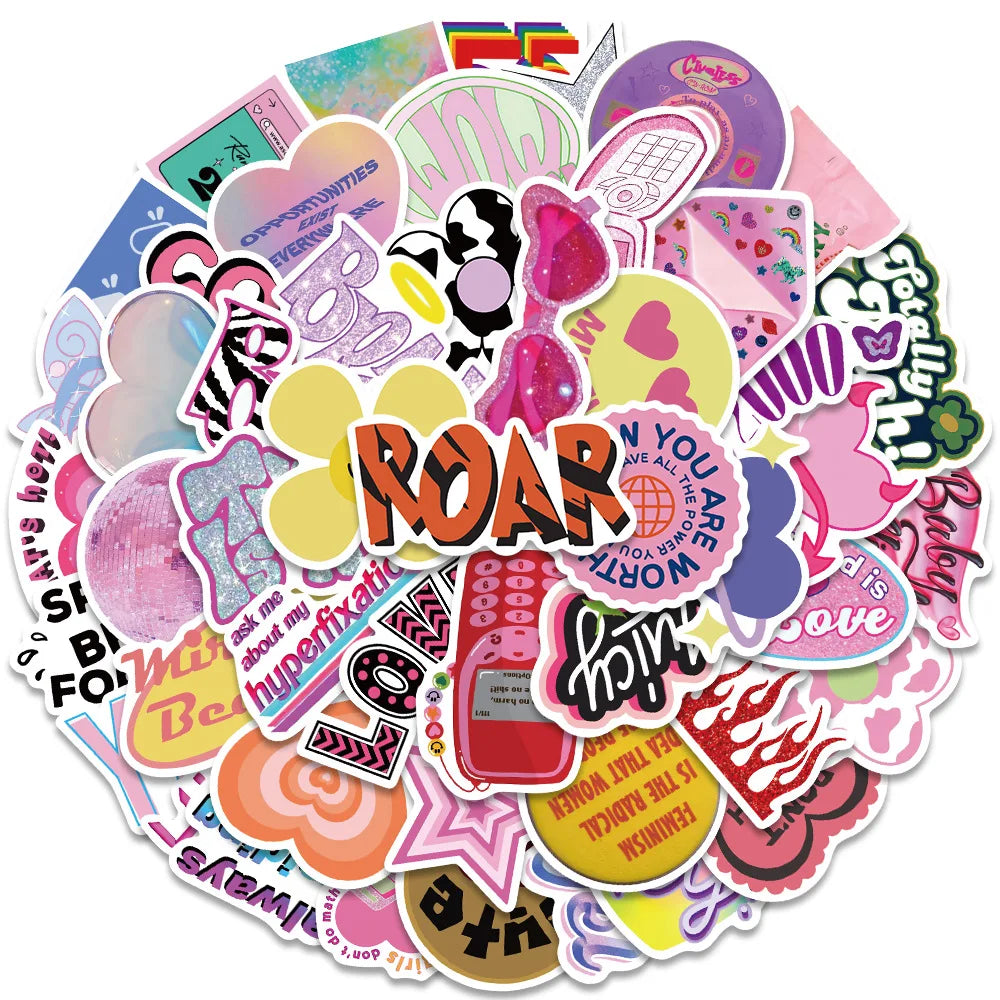 10/30/50PCS Ins Bratz Pink Girls Stickers Aesthetic DIY Phone Laptop Skateboard Notebook Suitcase Car Cute Cartoon Decal Sticker (ONLINE ORDER ONLY)