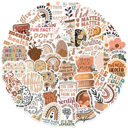 50PCS Boho Mental Health PVC Sticker Aesthetic DIY Children's Decoration Scrapbooking Stationery Hand Accounting Tool Supplies (ONLINE ORDER ONLY)