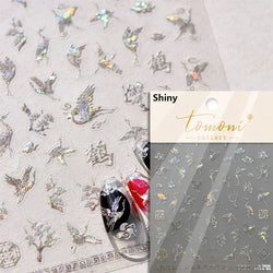 Charming Blue Sparrow Feather Rhinestone Wings Peacock Sparrow Dreamy Jelly Stars Self Adhesive Nail Art Stickers Manicure Decal (ONLINE ORDER ONLY)