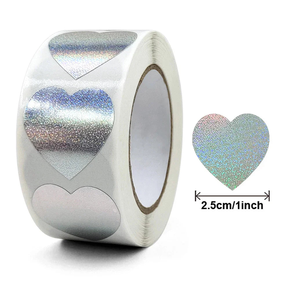 100-500pcs Glitter Heart Stickers Valentine's Day Sparkling Heart Stickers Holiday Party Decoration Seal Label (Online Order Only)