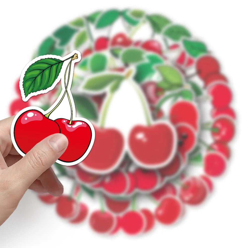 10/50pcs Fruit Cherry Sticker Notebook Computer Guitar Mobile Phone Cup Craft Supplies Scrapbook Materials Stationery Sticker (ONLINE ORDER ONLY)