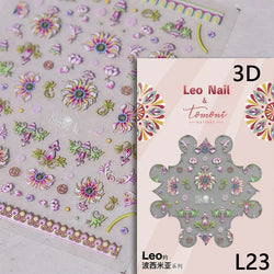 Red Plum Blossom Flower Chinese 3D Self Adhesive Nail Art Decoration Stickers Cheongsam Iris Lily Lotus Vase 5D Manicure Decals (ONLINE ORDER ONLY)