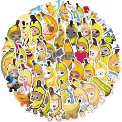 50PCS Cartoon Banana Cat PVC Sticker Aesthetic DIY Children's Decoration Scrapbooking Stationery Hand Accounting Supplies (ONLINE ORDER ONLY)