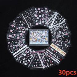 30 Sheets Cute Penguin Winter Nail Stickers Set 3D Snowflake Christmas Decals Tree Elk Bell Self Adhesive Slider Manicure Tips * (ONLINE ORDER ONLY)