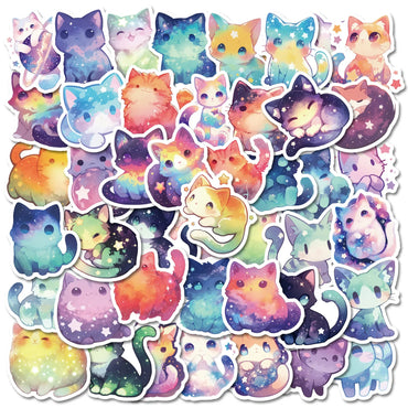 10/30/50PCS Starry Cat Stickers Cute Cat Sticker Animal Decoration Fridge Luggage Laptop Phone Guitar Car Bike Skateboard Toy (Online Order Only)