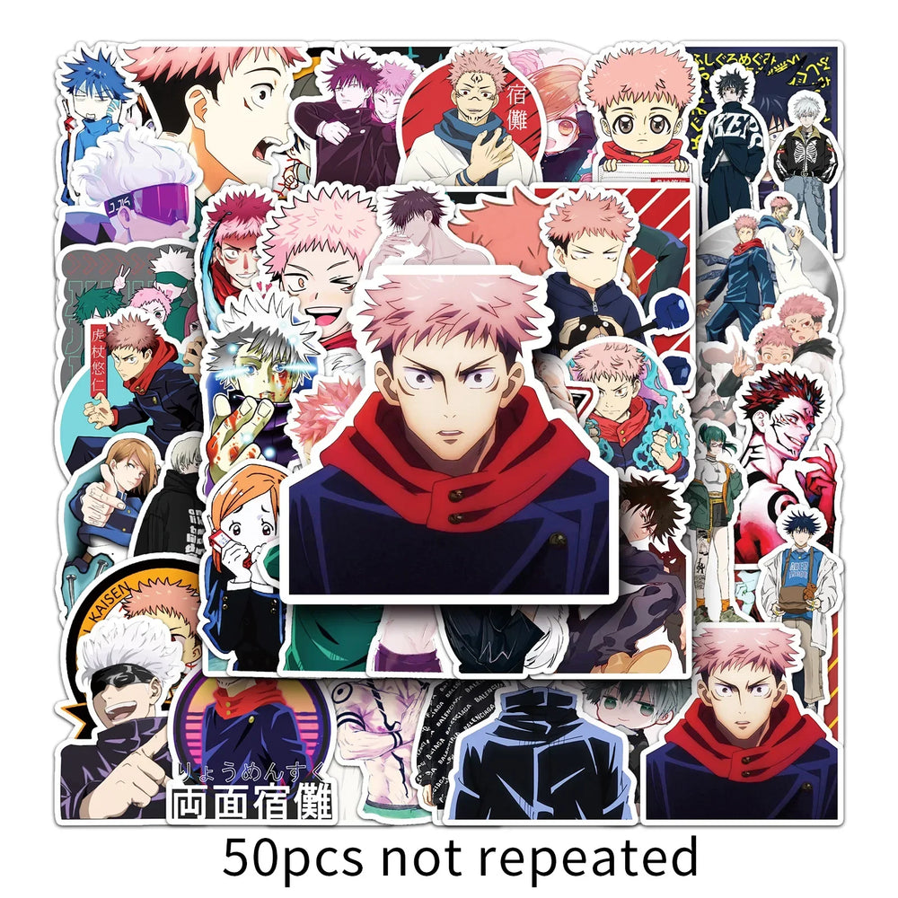 Jujutsu Kaisen Graffiti Stickers Pack - 50pcs for Helmets, Desktops, Walls, DIY Decoration Wholesale (Online Order Only)