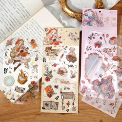 2 Sheets Cute Lolita Girl Decoration Sticker Aesthetics Hand Account DIY Collage Material Kawaii Stationery Scrapbooking Sticker (Online Order Only)