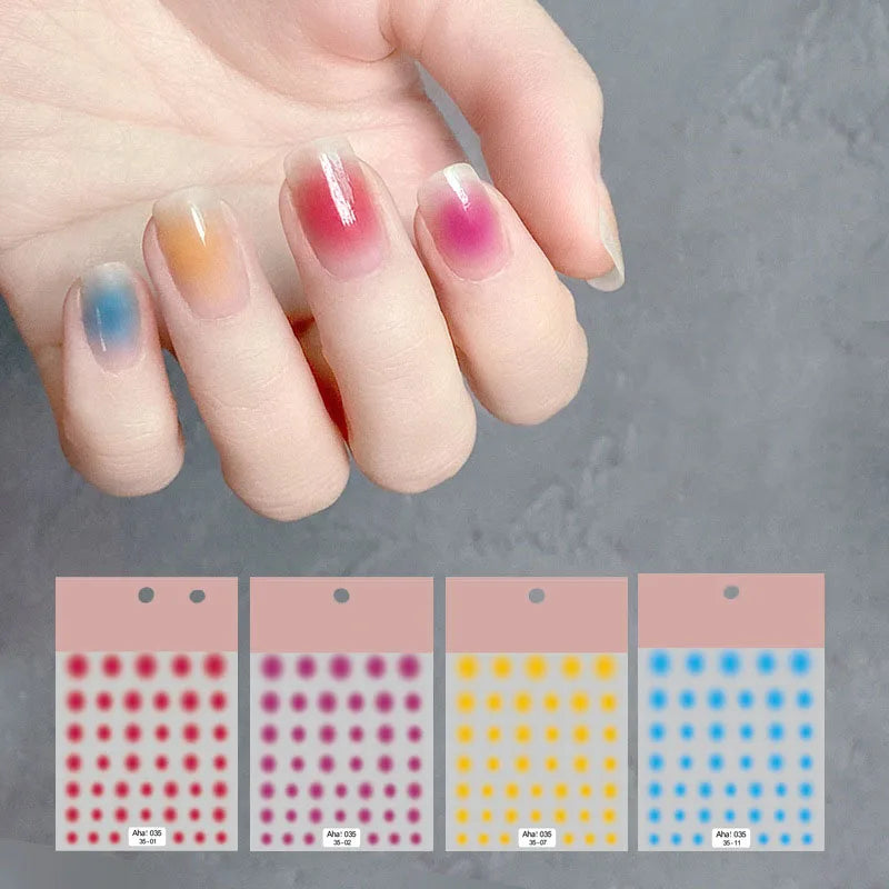 3D Blush Gradient Nail Art Stickers 12-Colors Aha Self-adhesive Rainbow Jelly Slider Japanese Style Translucent Gel Polish Wraps (ONLINE ORDER ONLY)