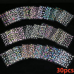 30 Sheets Cute Penguin Winter Nail Stickers Set 3D Snowflake Christmas Decals Tree Elk Bell Self Adhesive Slider Manicure Tips * (ONLINE ORDER ONLY)