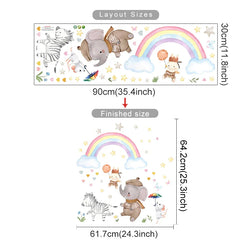 Cartoon Animal Rainbow Wall Stickers for Kids Bedroom Nursery Decor (Online Order Only)