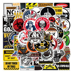 Mixed Warning Sign Stickers for Skateboard, Helmet, Phone, Laptop, Suitcase, Notebook - 10/25/50pcs (Online Order Only)