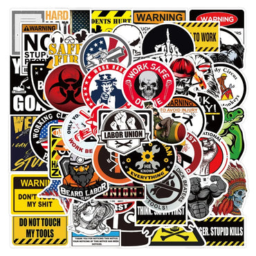 Mixed Warning Sign Stickers for Skateboard, Helmet, Phone, Laptop, Suitcase, Notebook (ONLINE ORDER ONLY)