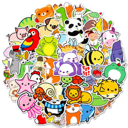 50pcs Cute Animal Stickers with Big Eyes Waterproof Vinyl Decals DIY Laptops Water Bottles Phones Decorative Stickers Kids Toy (Online Order Only)