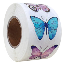 500Pcs /1 Rolls 2.5cm/1inch Butterfly Flower Shaped Sticker Decoration Gift Box Sticker Label Stationery Sticker (ONLINE ORDER ONLY)