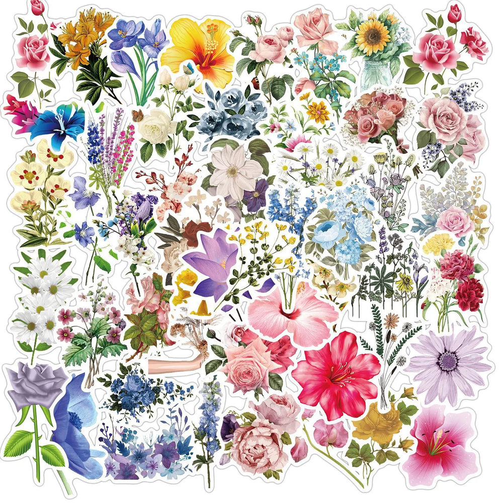 50Pcs Cartoon Flower Graffiti Stickers for Helmet, Wall, DIY Decor (ONLINE ORDER ONLY)
