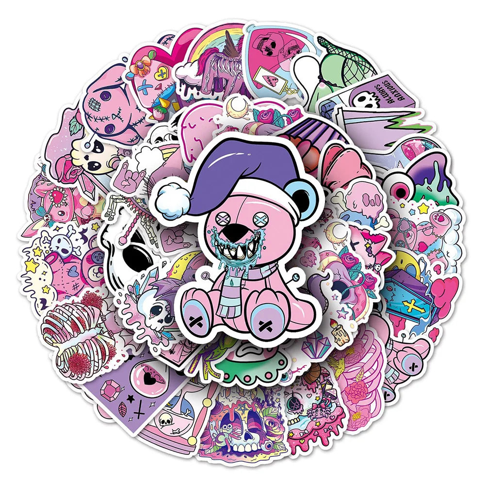 Gothic Halloween Skull Stickers for Laptop, Luggage, Skateboard - 10/30/50PCS (ONLINE ORDER ONLY)