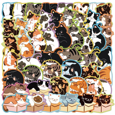 10/30/50PCS Kawaii Sleeping Cat Sticky PVC Sticker Aesthetic Children's Stationery DIY Decoration Scrapbooking School Supplies (ONLINE ORDER ONLY)