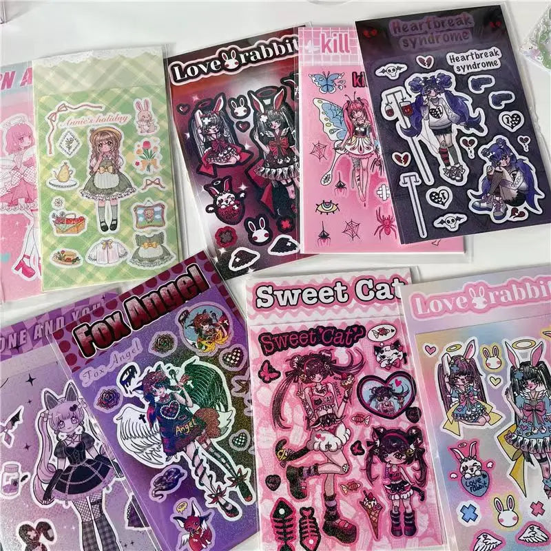 Korean ins Devil Angel Girl Stickers Diary Scrapbooking DIY Album Decoration Sticker Aesthetic Personalized Kawaii Stationery (ONLINE ORDER ONLY)