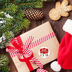 100-500pcs Christmas Gift Decorative Stickers 1 Inch Round Thank You Labels Handmade Candy Biscuits Packaging Christmas Sticker (ONLINE ORDER ONLY)