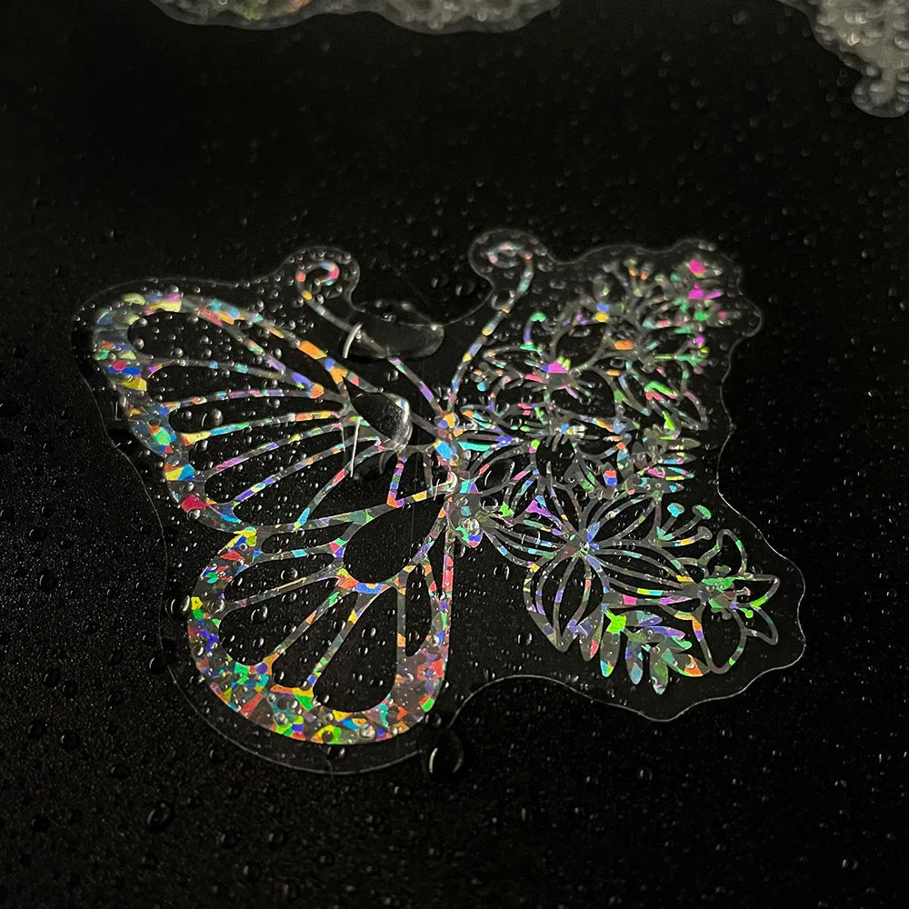 10/30/50/100pcs Cool Holographic Laser Butterfly Stickers Aesthetic Decals Laptop Suitcase Fridge Phone Graffiti Sticker Kid Toy (ONLINE ORDER ONLY)