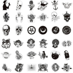 10/30/50/100pcs Cool Black White Punk Horror Gothic Graffiti Sticker Packs (ONLINE ORDER ONLY)