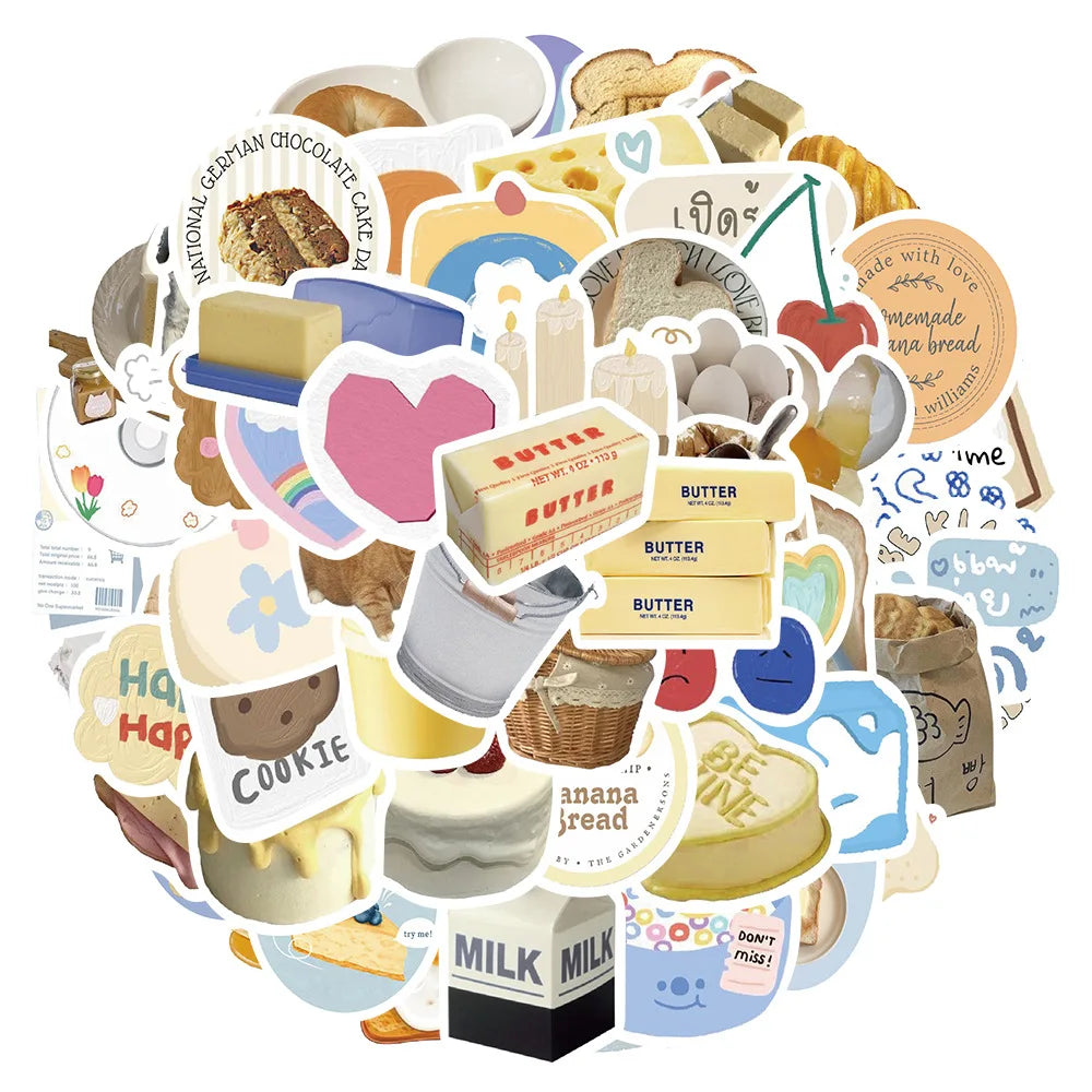 Milk Butter Bread Stickers for Suitcase, Skateboard, Laptop, Luggage, Phone (ONLINE ORDER ONLY)