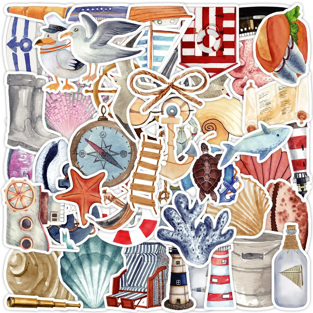 50Pcs Nautical Lighthouse Graffiti Stickers for Helmet Wall Decoration (Online Order Only)