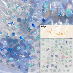 Shiny Mermaid Tail Fish Tail Sea Wave Jelly Spoondrift Shell Starfish Ocean Romantic Delicate Nail Art Stickers Manicure Decals (ONLINE ORDER ONLY)