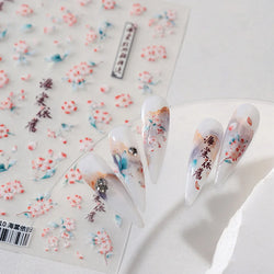 Chic Begonia Flower Miss-grass Pink Gradient Cherry-apple Tree Leaves Peach Blossom Adhesive Nail Art Spring Nail Stickers Decal (ONLINE ORDER ONLY)