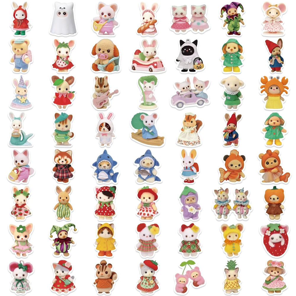 60PCS Fruit Critter Animal Stickers DIY Laptops Water Bottles Phones Decorative Stickers Toy Waterproof Vinyl Decals (ONLINE ORDER ONLY)