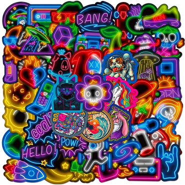 10/30/50PCS Cute Neon Dog PVC Sticky Sticker Aesthetic DIY Korean Stationery Decoration Scrapbooking School Supplies for Kids (Online Order Only)