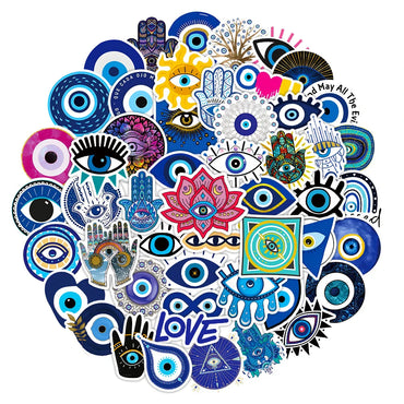 10/30/50pcs Cool Turkish Evil Eye Cartoon Stickers Skateboard Laptop Motorcycle Luggage Phone Car Graffiti Sticker Decal Kid Toy (ONLINE ORDER ONLY)