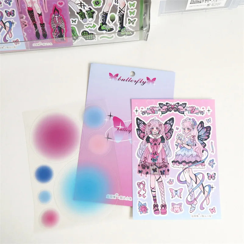 Cute Butterfly Fairy Series Sticker Girl Scrapbooking Hand Account Stickers Korean ins Idol Card DIY Deco Material Stationery (ONLINE ORDER ONLY)