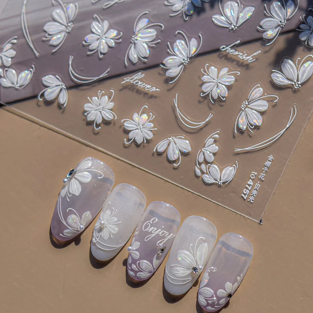 Shiny Cherokee Rose Golden Cherry Blossom Cherish Enjoy Flower Line Petal Delicate Self Adhesive Nail Art Sticker Manicure Decal (ONLINE ORDER ONLY)