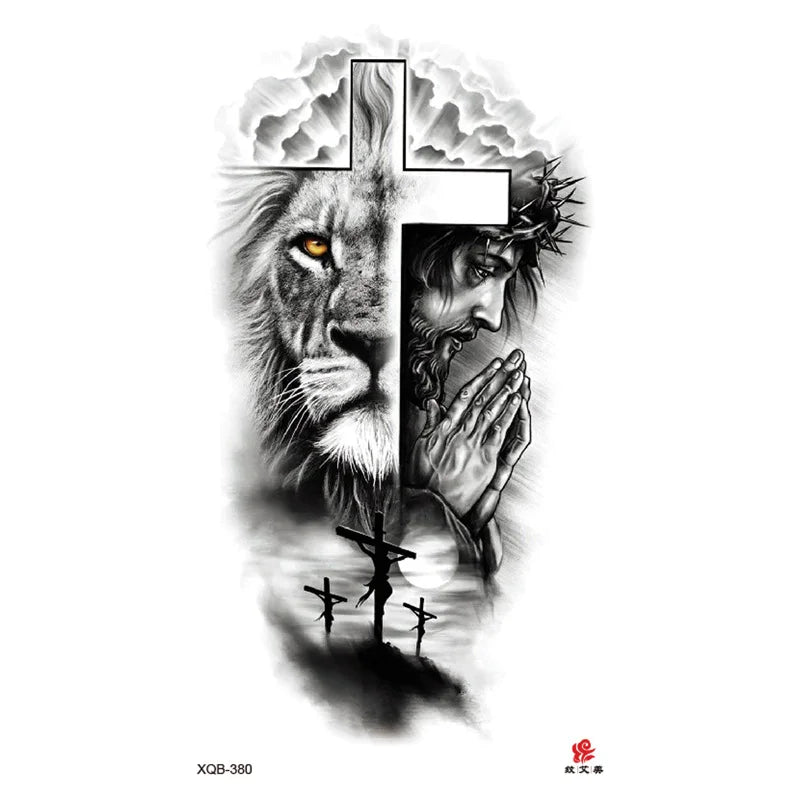 Waterproof Men's Temporary Tattoos for Hand Arm Body Realistic Lion Tiger Wolf Tattoo Stickers Animal Fake Tattoo for Women (Online Order Only)