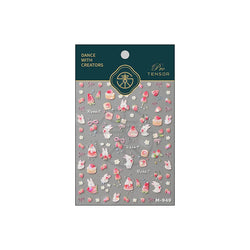 Cute White Rabbit Bunny Strawberry Flower Pudding Star Bowknot Fruit Delicate Adhesive Nail Art Sticker Charming Manicure Decal (Online Order Only)