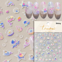 Summer Beach Dreamy Water Bubble Mermaid Shell Conch Starfish Jellyfish Soft Relief Decoration Nail Art Stickers Manicure Decals (ONLINE ORDER ONLY)