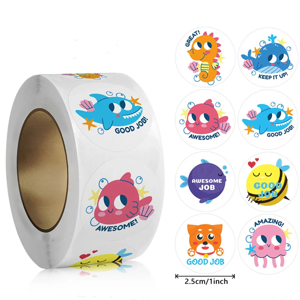 100-500pcs Children's Cartoon Animal Stickers Gift Packaging Sealing Label Kindergarten Little Red Flower Reward Stickers (ONLINE ORDER ONLY)