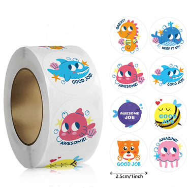 100-500pcs Children's Cartoon Animal Stickers Gift Packaging Sealing Label Kindergarten Little Red Flower Reward Stickers (ONLINE ORDER ONLY)