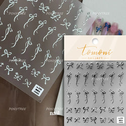 Pink Blue Purple Lovely Line Bowknot Lace Arc Curve Romantic Delicate Cording Embossed Adhesive Nail Art Sticker Manicure Decal (ONLINE ORDER ONLY)