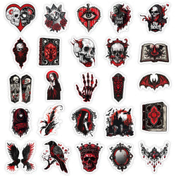 10/50PCS Cool Black Red Gothic Magic Witch Skull Stickers DIY Phone Laptop Luggage Skateboard Graffiti Horror Decals Sticker Toy (ONLINE ORDER ONLY)
