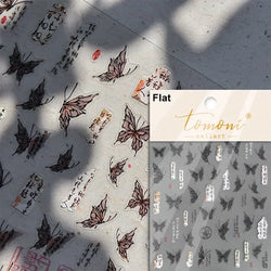 Charming Golden Gradient Shiny Rhinestone Jelly Butterfly Flower Petal Bowknot 3D Self Adhesive Nail Art Sticker Manicure Decals (ONLINE ORDER ONLY)