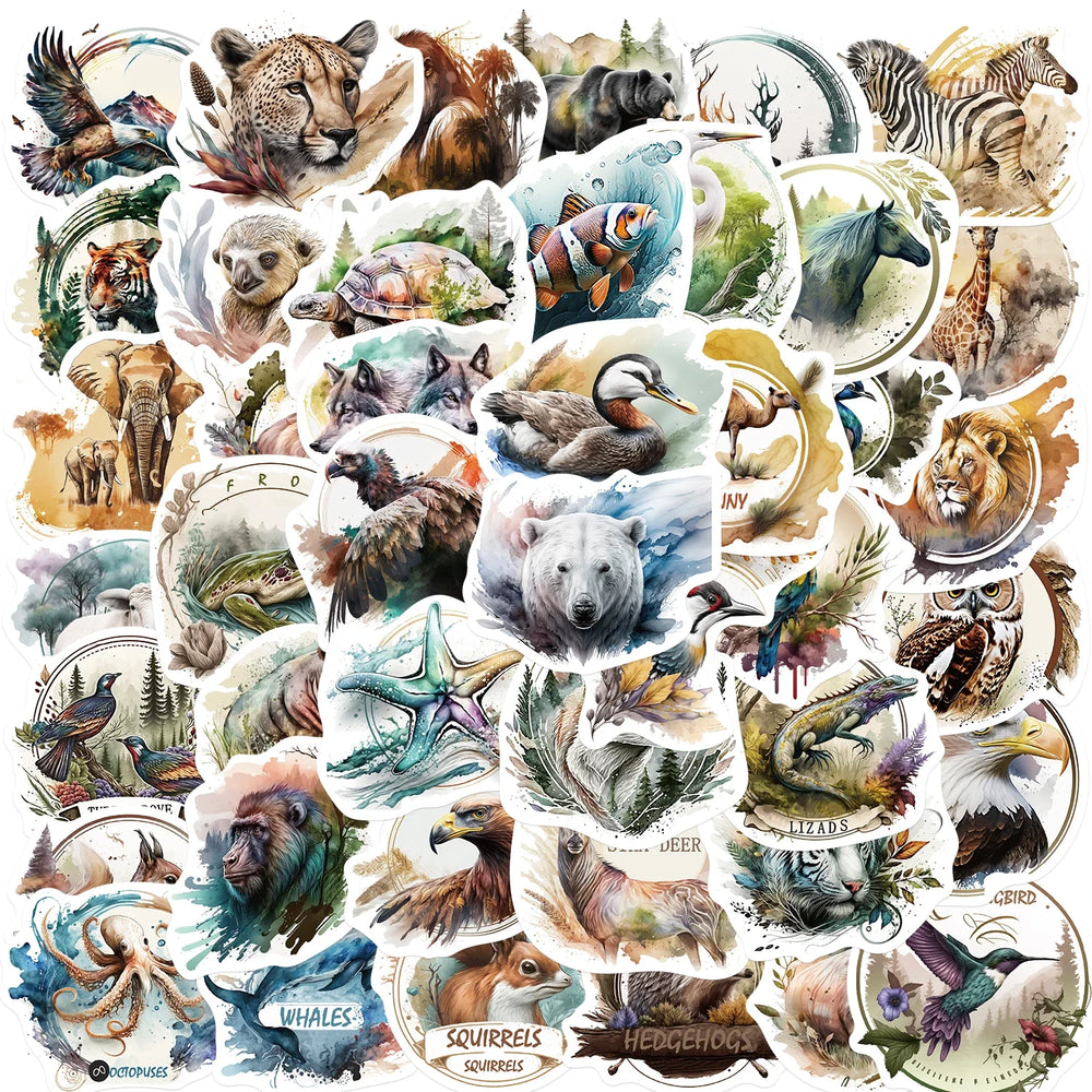 50PCS Cute Zoo Wild Animals Cartoon Stickers for Kids Toy DIY Luggage Laptop Guitar Skateboard Phone Case Bike Car Sticker (ONLINE ORDER ONLY)