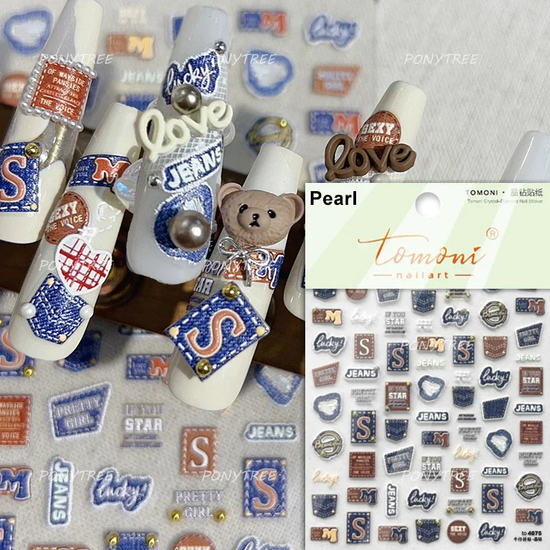 Retro White Lace Bandage Line Bowknot Irregular Fabric Cording Square Calligraphy Adhesive Nail Art Sticker 3D Manicure Decals (ONLINE ORDER ONLY)