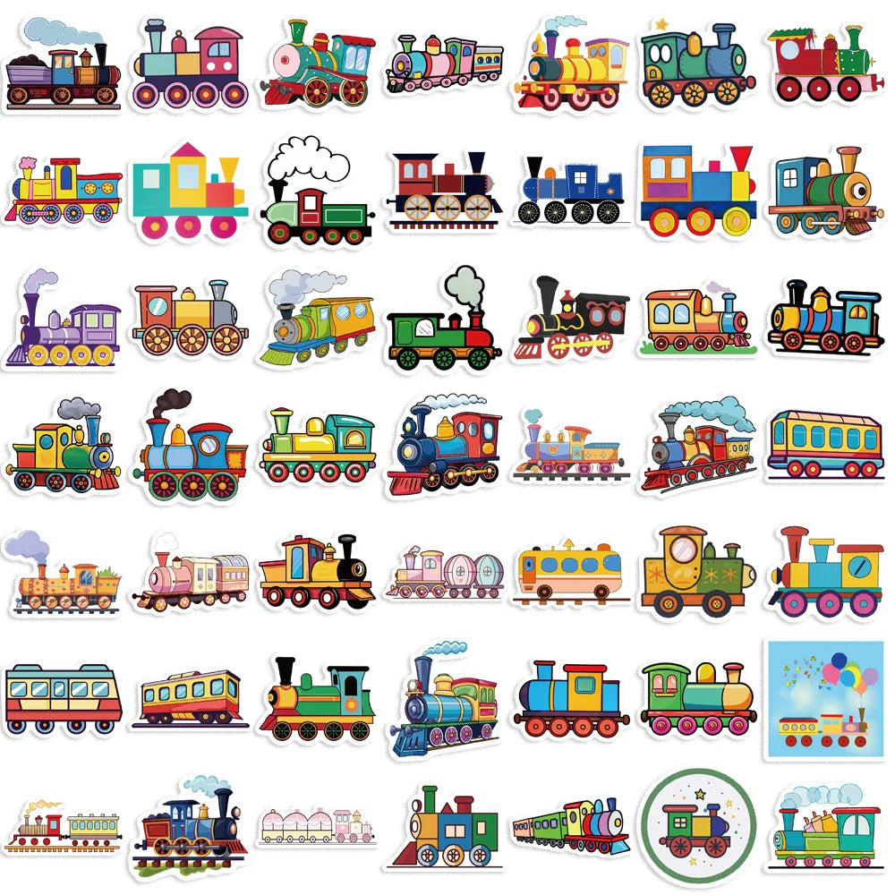 56PCS Cute Cartoon Retro Train Sticker DIY Laptop Luggage Skateboard Graffiti Waterproof Decals Sticker for Kid Toys (ONLINE ORDER ONLY)