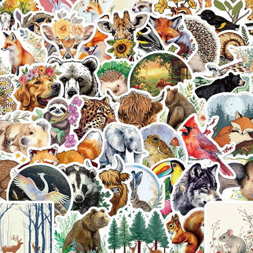 10/50pcs Cute Magic Forest Animal Decoration Stickers Aesthetic Decals DIY Diary Notebook Fridge Luggage Skateboard Car Sticker (ONLINE ORDER ONLY)