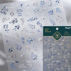 Blue Flower Vivid Bird Hope Can Set You Free Magpie Leaf Pearl Letter Adhesive Nail Art Sticker Aesthetic Beauty Manicure Decal (ONLINE ORDER ONLY)