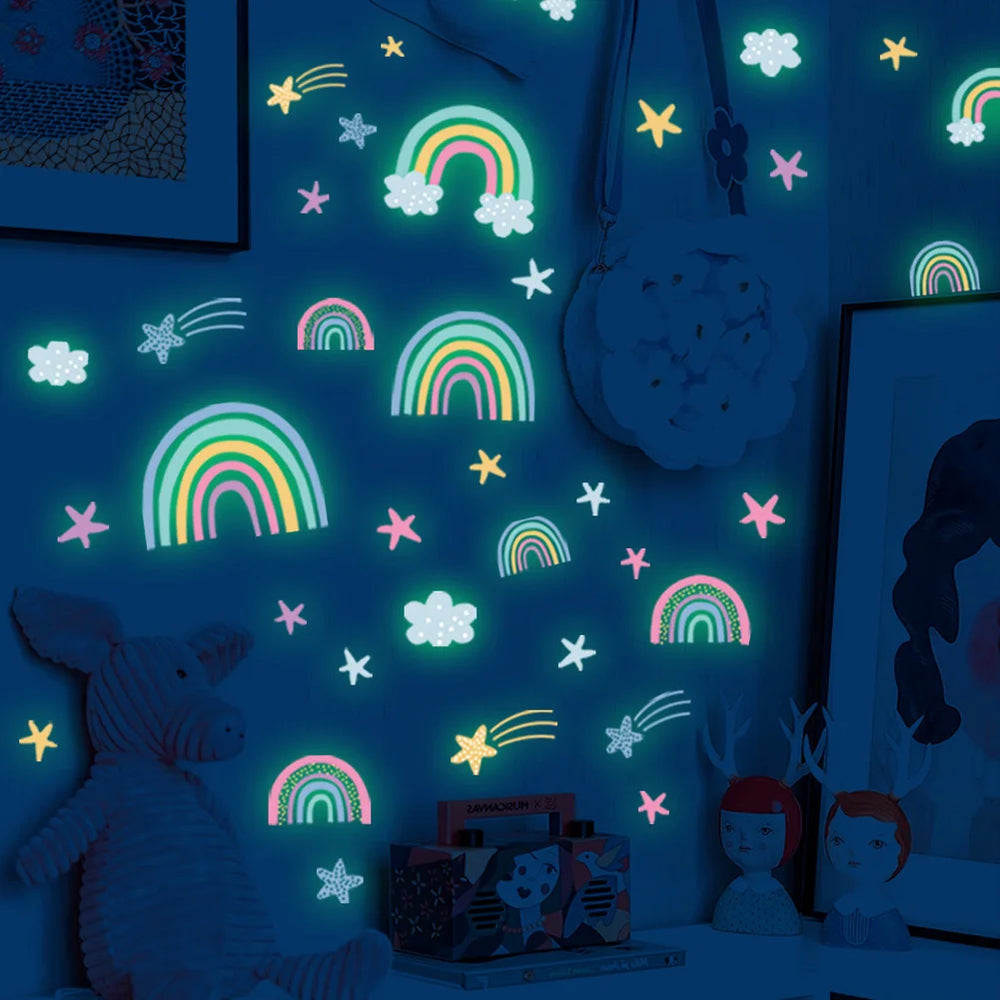 Glow in the Dark Rainbow Cloud Star Wall Stickers for Kids Room Decor (ONLINE ORDER ONLY)