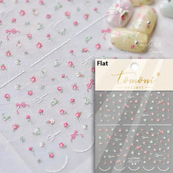 Pale Flower Bouquet Label Bowknot Stationery Sunflower Daisy Leaf 3D Self Adhesive Nail Art Stickers Rhinestone Manicure Decals (Online Order Only)