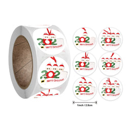 2020 New Christmas Stickers 100-500pcs Christmas Tags/Happy Holidays with 6 snowmen Sticker label (ONLINE ORDER ONLY)